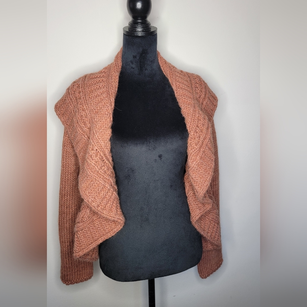 Anthropology Elsamada Chunky Knit Alpaca Wool Tie Front Cardigan Size M - Picture 8 of 12